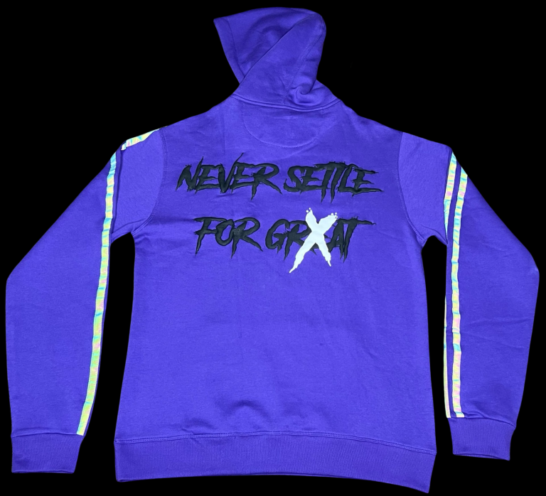 Purple Hoodie with Reflective Stripes – Multi-Color