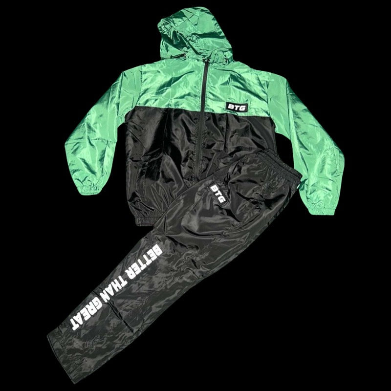 Black and Green Windbreaker for Men