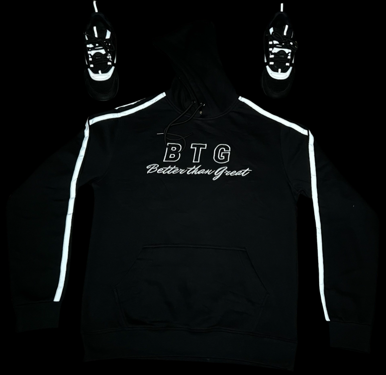 BTG Black Hoodie with Reflective Stripes