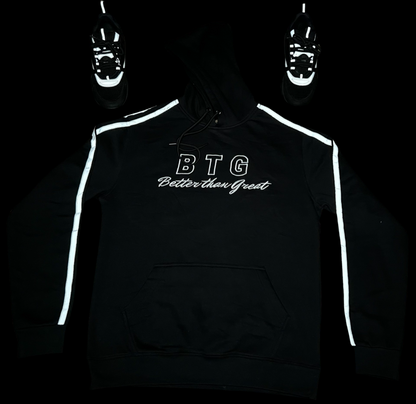 BTG Black Hoodie with Reflective Stripes