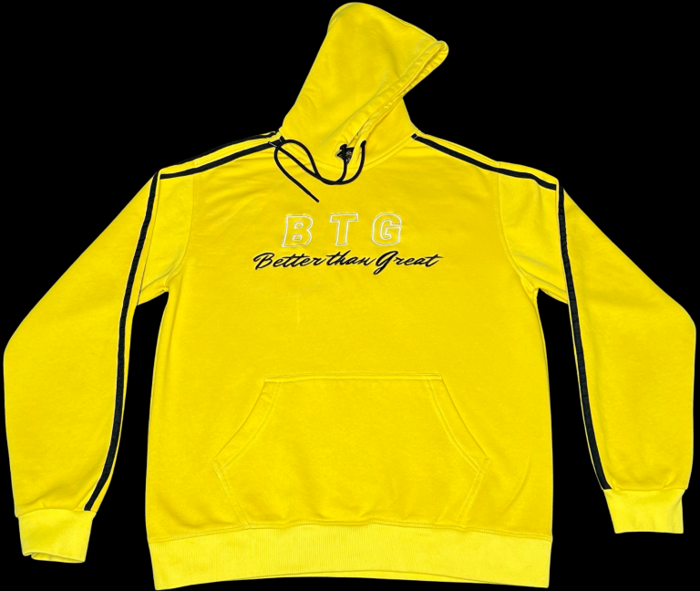 Yellow Hoodie with Black Stripes – Full Sleeves