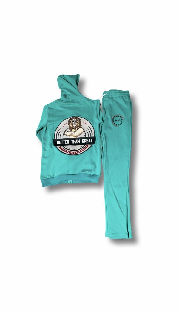 BTG Green Sweat Suit with Heart of a Lion