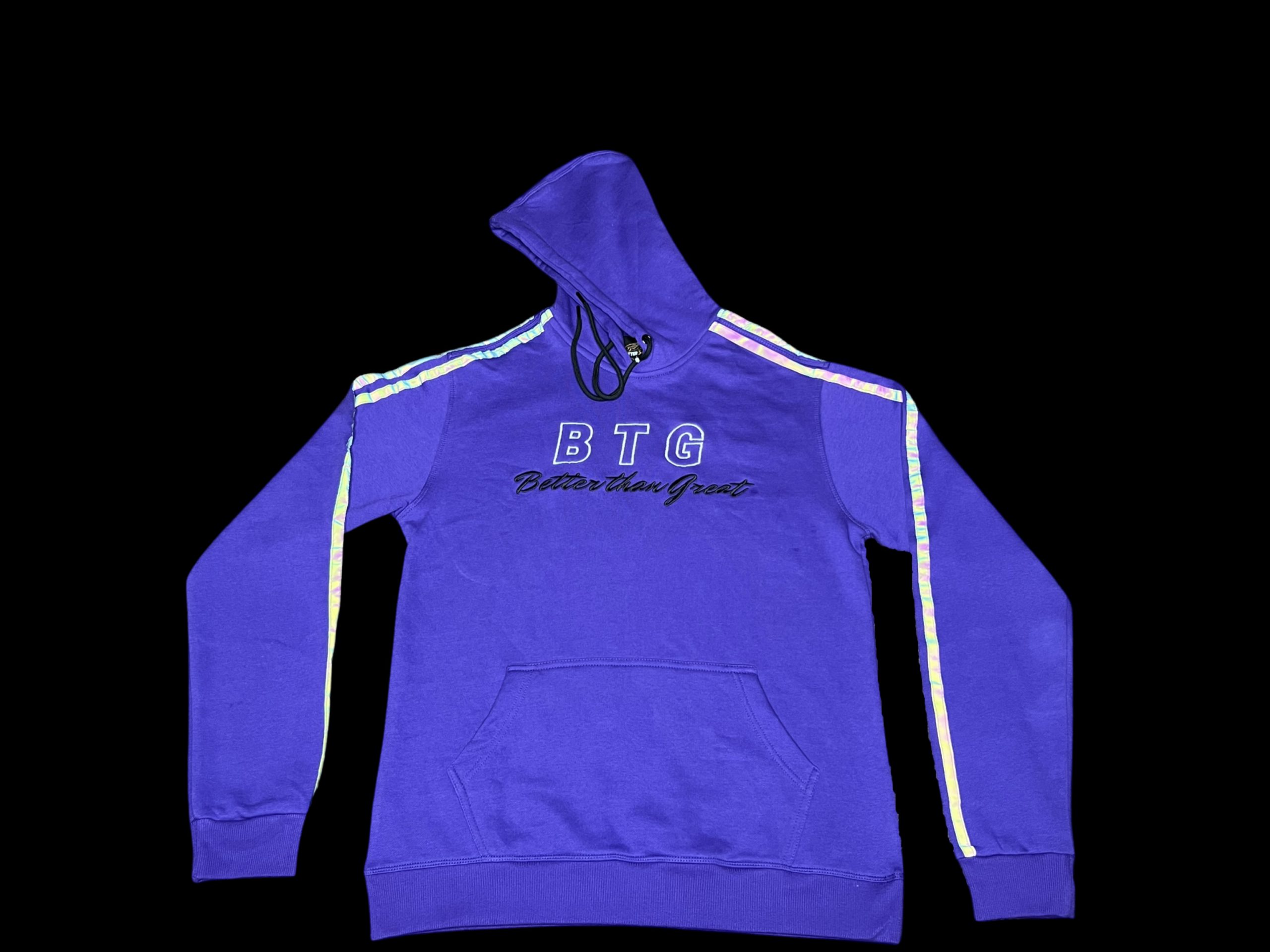 Purple Hoodie with Reflective Stripes - Multi-Color