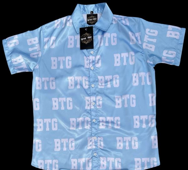 BTG Baby Blue Silky Top - half sleeves silky shirt