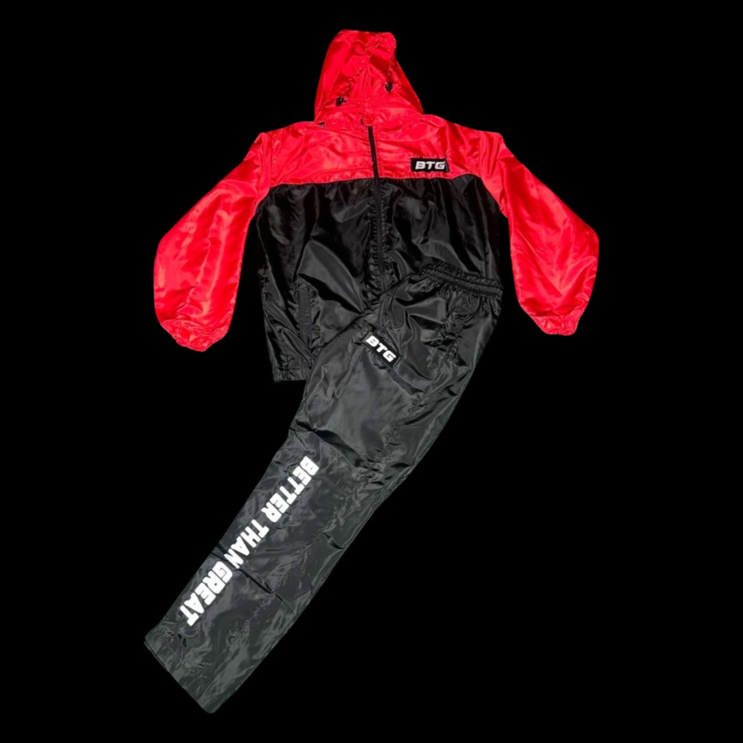 red and black windbreaker for man