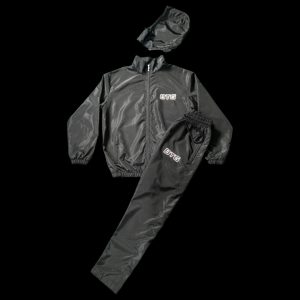 Black Windbreaker Jacket with Hood, Full-zip, and Pants